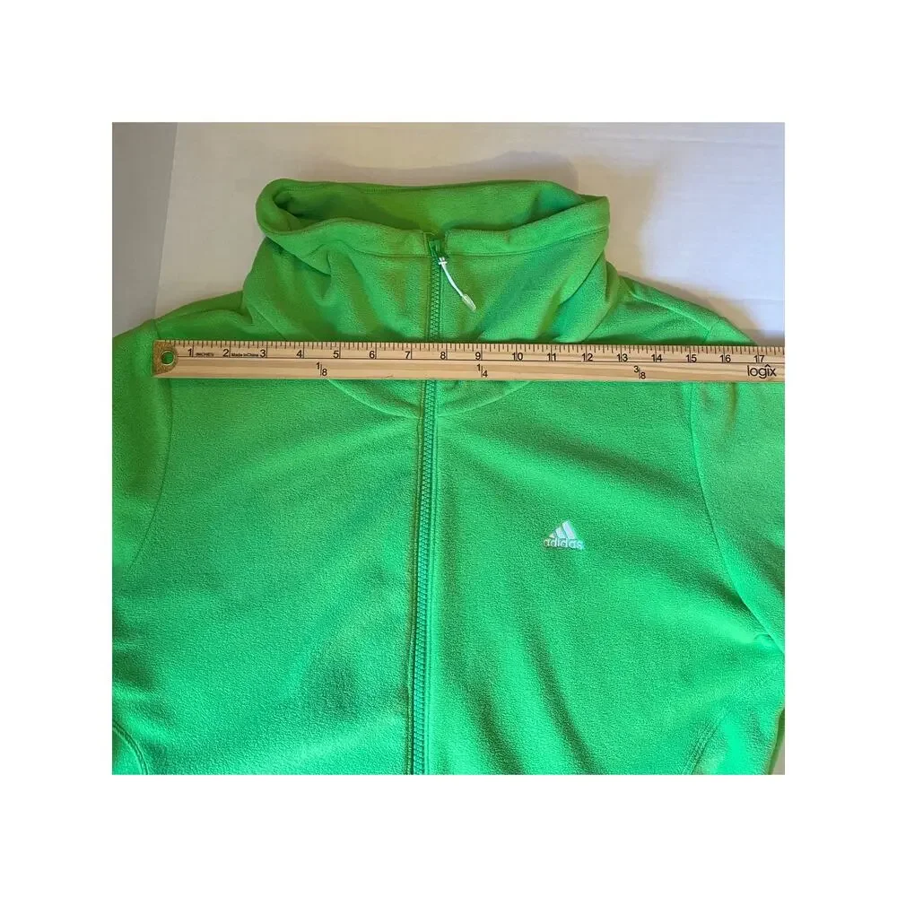 Adidas Fleece Sweater Full Zip Large Lime Green Long‎ Sleeve